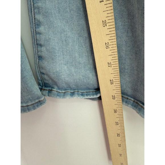 American Eagle Jeans Womens 12 Blue Low Rise Flare Distressed Light Wash - Picture 11 of 13